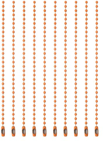 PATIKIL Catene con perline a sfera, (9,9 cm, arancione) (120 pezzi), catena portachiavi in metallo con piastrina per cani, anelli con perline, maglie di estensione per collane, portachiavi, adatte per