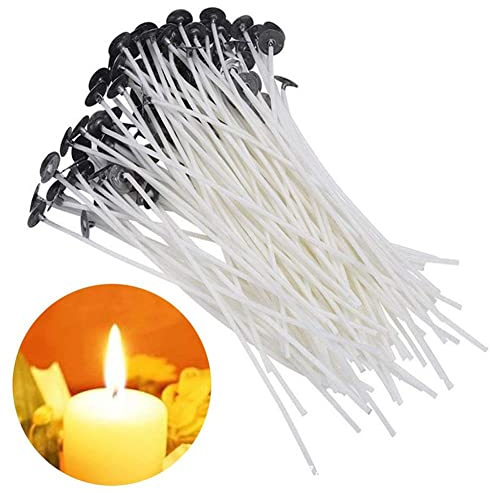 100 stoppini per candele in cotone naturale, stoppini commestibili per uso alimentare, con nucleo in cotone senza fumo, per candele al burro, con linguette cerate per progetti fai da te di soia, gel