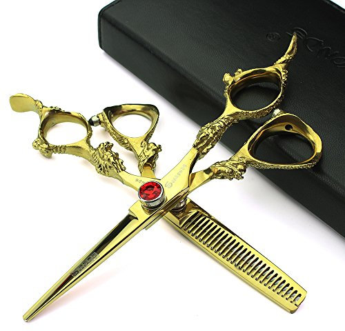 Tijeras profesionales de peluquería de 14 cm, mango de dragón japonés, para cortar el pelo, 440 C, tijeras de entresacar para peluquería/barbería.