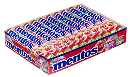Mentos Mix de Fresas, Caramelo Masticable - 20 unidades de 38 gr (Total 760 gr)