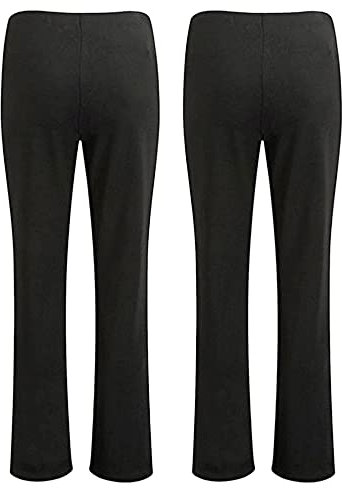 Inspire Me Women Boot Leg Pants Pull On Nurse Work Bottoms Ladies Elasticated Waist High Stretch Bottoms Boot Cut Pants Pack of 2 (Black, 18W / 29L)