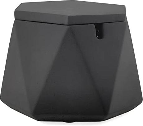 FREELOVE Concrete Ashtray with Lid & Stainless Steel Ashtrays for Cigarettes, Cement Ash Tray Smoking Holder Indoor Smokeless Outdoor Windproof Patio Home Office Cool Decor(Dark Grey, Large)