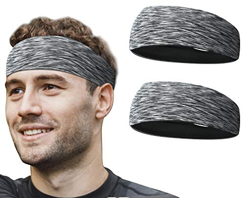 Flintronic 2st Sporthuvudband, Unisex Huvudband, Elastiskt Absorberar Svett och Håll Håret Torrt för Herr Kvinnor Tennis Löpning Fitness Yoga Pannband Hårband Hårtillbehör