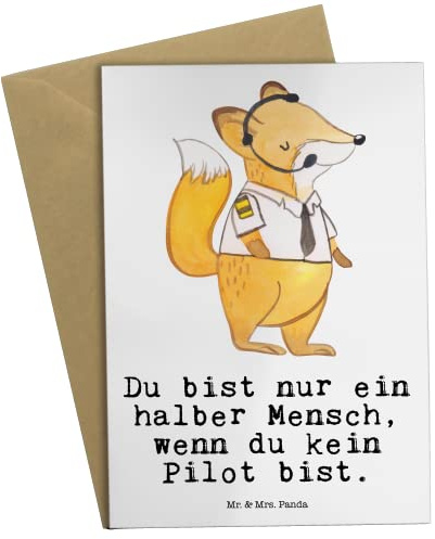 Mr. & Mrs. Panda neujahrskarte Pilot Herz - Geschenk, osterkarte, dankeskarten, osterkarten, Spruch, Cockpit, weihnachtskarten, einladungskarten, hochzeitskarten, Flugzeug