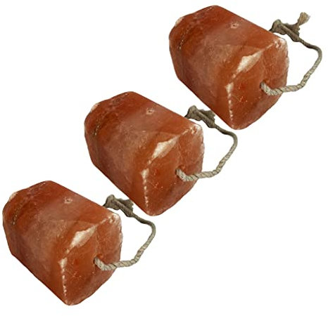 SudoreWell® Salzlecksteine Mini-Zylinder mit Kordel & Eingeschweißt bis 500g 3 Stück aus der Salt Range Pakistan