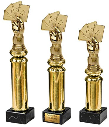 eberin – Spiele Pokal mit Wunschgravur in 3 Größen – Pokal, Trophäe, Award für Poker, Skat, Doppelkopf – EHRENPREIS Highlight