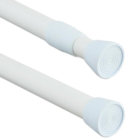 Relaxdays telescópica Blanca Barra Cortina Extensible, 66-110 cm, Palo Presión Ducha, Visillos, Acero Inoxidable, sin Taladrar, 2,5 x 110 x 2,5 cm