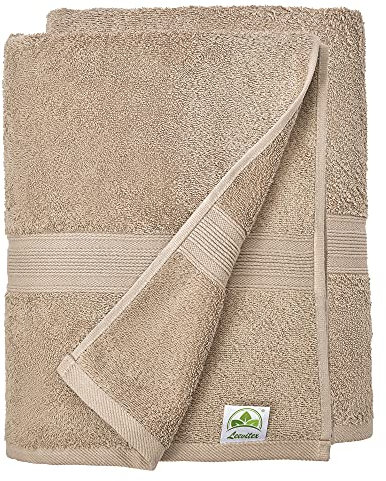 leevitex® Handtuch-Set, flauschig und saugstark, 2 Duschtücher, 70 x 140 cm, Qualität 500 g/m², 100% Baumwolle - Sand