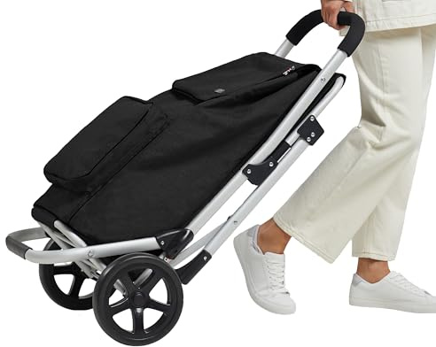 Bergs shoppingvagn i aluminium med säte (svart)