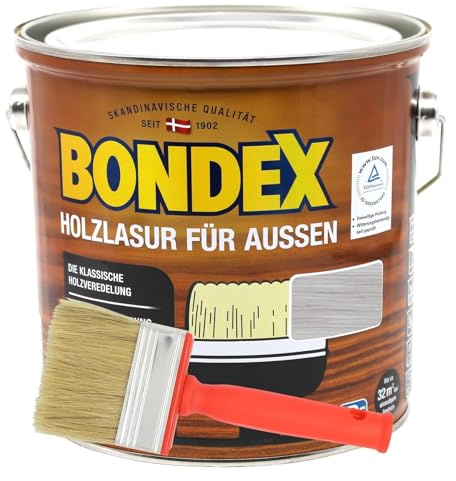 Bondex Holzlasur für Aussen 4L inkl. Flächenstreicher (hellgrau)