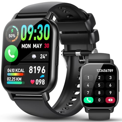 Smartwatch Damen Herren mit Telefonfunktion, 1.85'' Zoll HD Smart Watch, 112+ Sportmodi Sportuhr mit Pulsuhr/Schlafmonitor, IP68 Wasserdicht Fitnessuhr mit Information Erinnerung für iOS Android