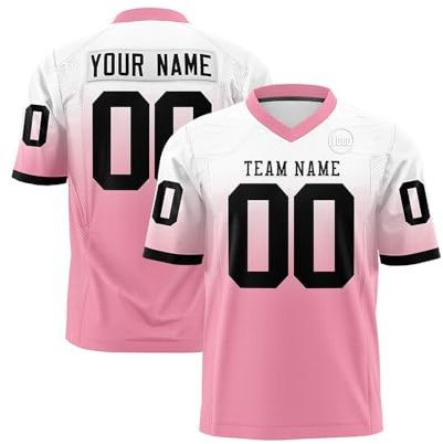 Generisch Personalisierte Football Trikot Uniformen,Personalisierte American Football Trikot für Herren,Custom Football Jersey mit Name Nummer Logo Kinder Erwachsene Spieltrikots Atmungsaktiv,Pink