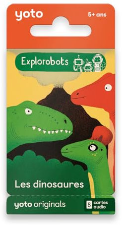Yoto Pack Les Explorobots – Les Dinosaures, 8 libros de audio para niños en francés para escuchar en narradora y caja de historias para niños Yoto Player y Mini, primeros documentales de 5 a 14 años