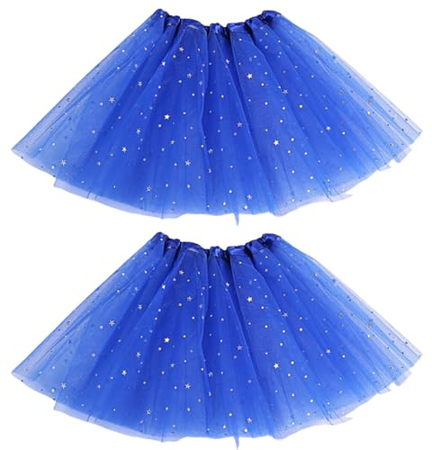ZXTGBQ 2 PCS Gonna Tutu da Donna, Tutu Donna con Paillettes Luccicanti, Gonna Tutus a 3 Strati, Vintage, per Feste in Maschera Costumi di Halloween Danza (Blu)
