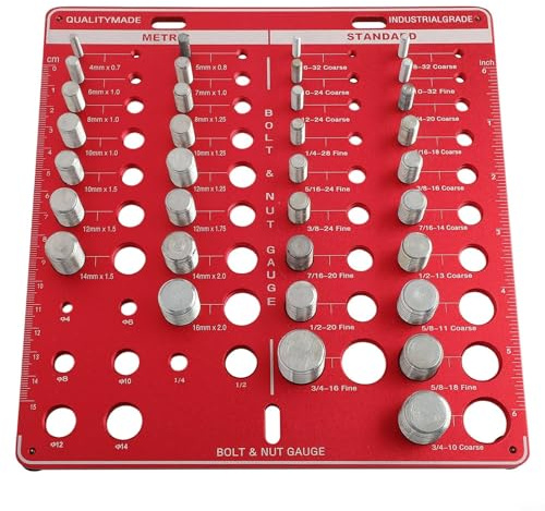 Jauge de filetage métrique 34 écrous et boulons avec 8 tailles de forets en alliage d'aluminium pour l'identification des vis standard et métriques