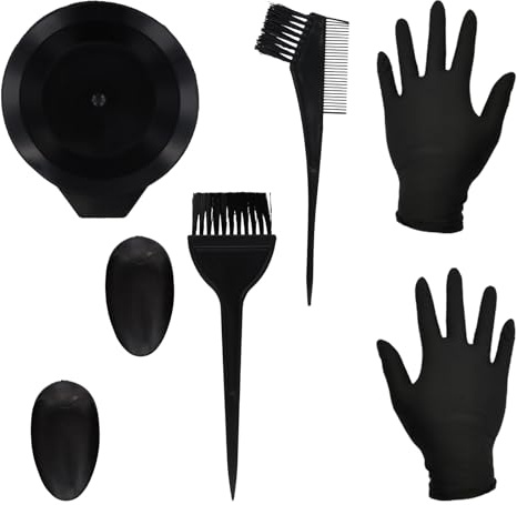 Aurafly 7 Pz Kit Strumenti per Colorare Capelli, Kit di Pennello per Tinta Capelli, Set Strumenti di Colorazione, con Pettine, Ciotola, Guanto, Copri Orecchie, Pennelli, per Colore Colorazione
