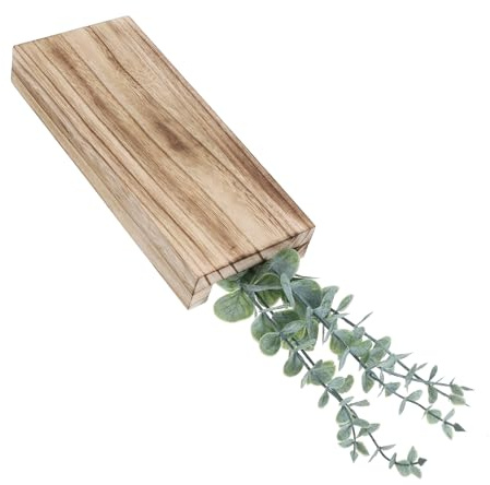 BUTIFULSIC Decoracion Pared Madera con Jarrón Colgante de Pared en Madera Marrón y Eucalipto Artificial Rústica y Estilo Farmhouse con Fácil Instalación