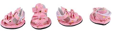 Jelquix Sandali per Cani Traspiranti Impermeabili per Avventure Estive, Design Antiscivolo con Fiocco Regolabile, Graziose Scarpe per Animali Domestici per Cani di Piccola Taglia, Confezione da 4 (3#)