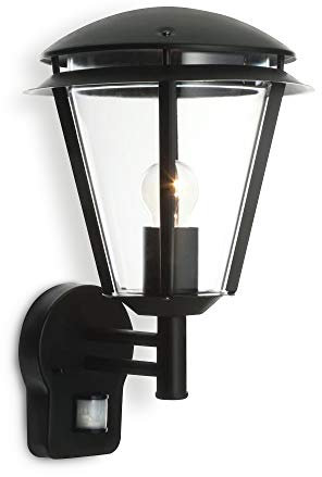 INOVA Outdoor Lights with Sensor - Security Lights Outdoor Motion Sensor - Matt Black Stainless Steel PIR Motion Sensor Lights - Motion Detector Outside Lights - IP44 Weatherproof Wall Lights