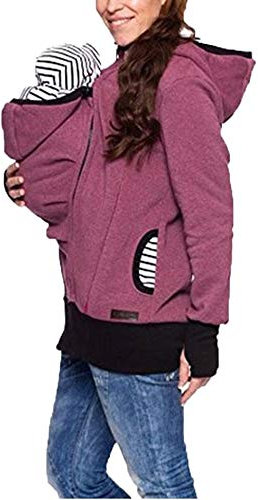 Zalock 3 in 1 Tragejacke Umstandsjacke für Mama und Baby Winter Freizeitjacke Babytrage Umstandsjacke Baumwolle K?nguru Softshell Umstandsmode Fleecejacke mit Kapuze