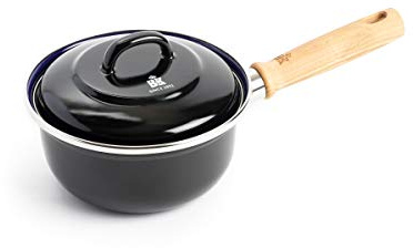 BK Indigo Dutch Heritage Enamelled Saucepan with Lid with PFAS-Free Ceramic Non-Stick Coating, 16 cm/1.2 Litre, Induction, Dishwasher Safe, Oven Safe, Black