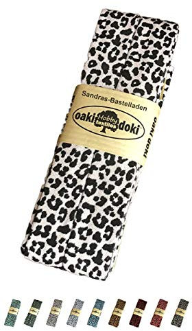 Sandras-Bastelladen Oaki Doki Schrägband/Einfassband Tricot de Luxe Jersey gefalzt 3m x 20mm 3003-Leopard Soft Rose