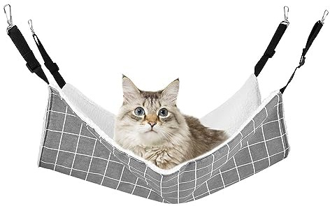 MiOYOOW Hamac pour Chat avec Sangles Réglables, lit Suspendu Balançoire à Crochets Hamac pour Petits Animaux Coussin Somnolent pour Animaux de Compagnie pour Chats Petits Chiens Lapins