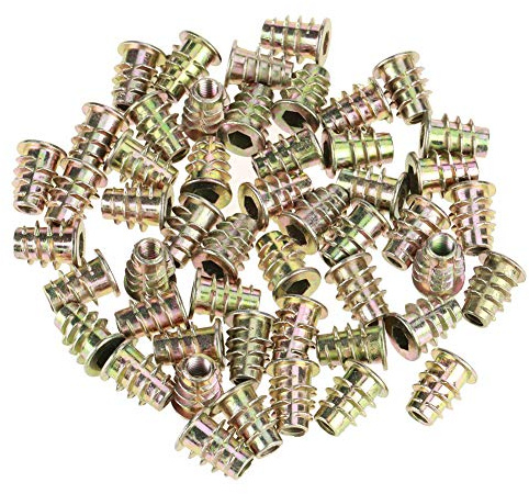 EBTOOLS 50Pcs M5*13Mm Zinc Alloy Hex Drive Head Furniture Nuts Threaded For Wood Insert M5*13Mm M5*13Mm Flat Nuts Parts