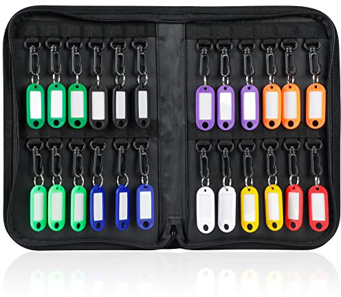 Uniclife Zippered Key Case Organizer Waterproof and Fireproof Key Binder with 24 Hooks and Tags Portable Key Storage Book for Offices Real Estate Agencies Hotels and Rental Management