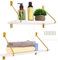 BELLE VOUS 2er Pack Holz Wandregal - Wandbord Set für die Küche Büro Wohnzimmer - 2er Set Regal Bretter hängend 40cm L - Küchenregal mit Metall Holz Konstruktion - Weiß Gold