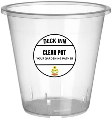 DECK INN 18.5 cm Clear Plastic Plant Pot, Indoor Orchid Pot with Holes, Transparent Flower Pot for Houseplants