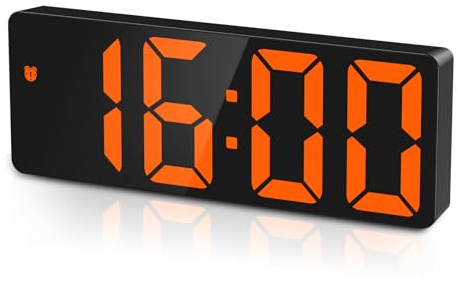 Ankilo Digital väckarklocka, LED-klocka, elektronisk bordsklocka med temperaturvisning, reseväckarklocka med justerbar ljusstyrka, 12/24h-visning, för hem, sovrum, kontor, barn och äldre, orange