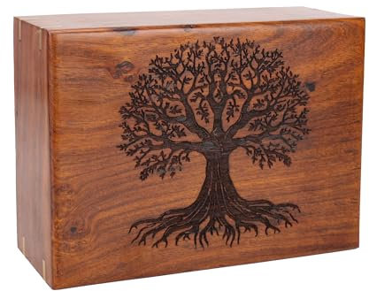 Urne funéraire personnalisée en bois de rose pour cendres humaines ou d'animaux domestiques, urne funéraire en bois gravée arbre de vie, urne funéraire en bois – Boîte à souvenirs, urne commémorative