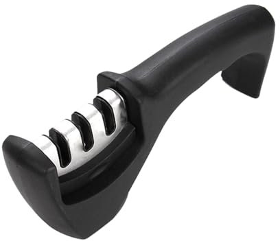 Affilacoltelli Professionale Manuale,Portatile Affilatrice con Manico Ergonomico a 3 Livelli Affila Coltelli da Cucina per Sbavatura,Sagomatura,Sgrossatura,Affilatura,Levigatura e Lucidatura