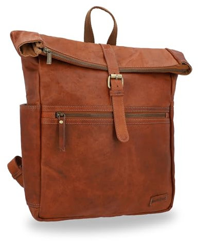 Gusti Leder Rucksack Milo New - Handgefertigter Lederrucksack Damen & Herren - Vintage Rucksack Leder Damen & Herren mit Flaschenhalter & Airtag-Fach