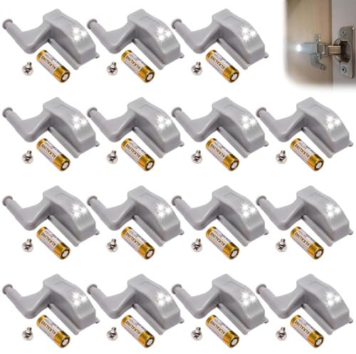 15 luci a LED a cerniera, con sensore a LED, universale, per armadio, per casa, cucina, armadio, cucina, cucina, casa, cucina (bianco)