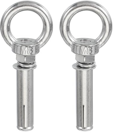 PATIKIL 2 Pcs Perno De Ojo De Concreto M8x60mm Pernos De Elevación Plateado | De Expansión Anclaje De Anillo De Ojo, 304 Acero Inoxidable, Para Pared De Concreto Techo Ladrillo Mampostería