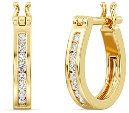 Gilded 1/4 Carat Total Weight Lab-Grown Diamond U-Shaped Hoop Earrings for Women in 14KT Gold Plated Sterling Silver | Hypoallergenic Fine Jewelry | Click Top Closure | SI1 Clarity, F Color