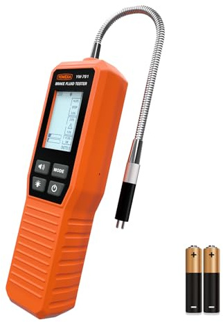 YOWEXA Brake Fluid Tester for DOT3 DOT4 DOT5.1, Digital Brake Fluid Moisture Tester with 200mm Flexible Corrosion-Resistant Probe, Dual Alarm and Backlit LCD for Automotive Maintenance