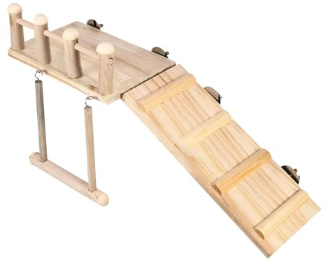 Renchey Parque de Juegos para Aves, Percha Natural de Madera para Loros y Periquitos, de Ejercicio y Entrenamiento para Jaulas de Guacamayos, Cacatúas y Agapornis