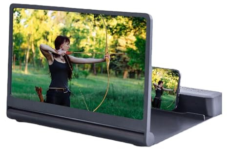Lupa De Pantalla Para Teléfono - Ampliadora HD De 12 Pulgadas Con Sonido Estéreo, Visor Móvil Portátil, Soporte De Proyección Plegable | Soporte Universal Para Lupa Para Smartphone, Ideal Para Películ