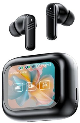 Cuifati AI Translation Earbuds, BT5.4 Wireless Headphones with Full Color Touch Screen, ANC ENC Noise Cancellation, 0.06s Low Latency, Real Time Translation for Business Travel (Black)