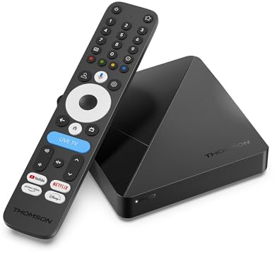 Thomson Streaming Box 260 Pro, 4K UHD Google TV, TV en Direct, Commande Vocale, Google Cast, Dolby Atmos, 4 Go RAM, 64 Go Stockage, Wi-FI, Bluetooth 5.2, HDMI 2.0