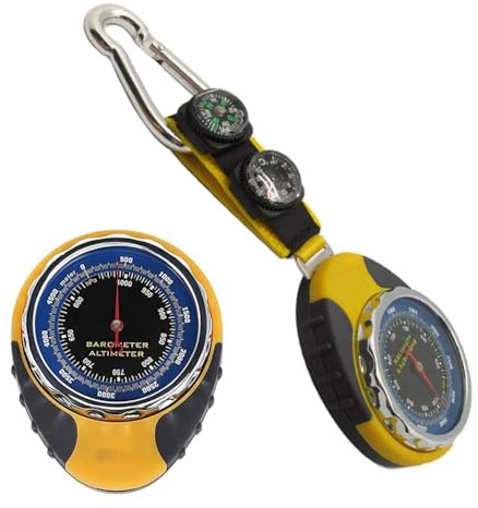 NbgrvB 4 en 1 Altimètre Baromètre Thermomètre pour Boussole Portable ABS Station Météo Randonnée Camping Escalade Jaune