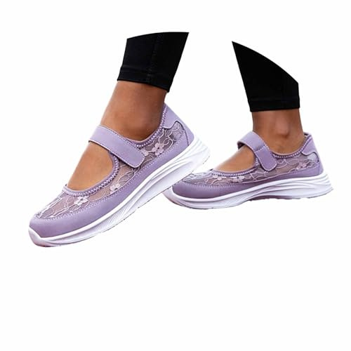 Baskets traditionnelles pour femme - Chaussures plates pour femme - Élégantes et confortables - Blanc - Dentelle Dirndl - Chaussures de sport en tissu blanc - Pour l'été - Blanc