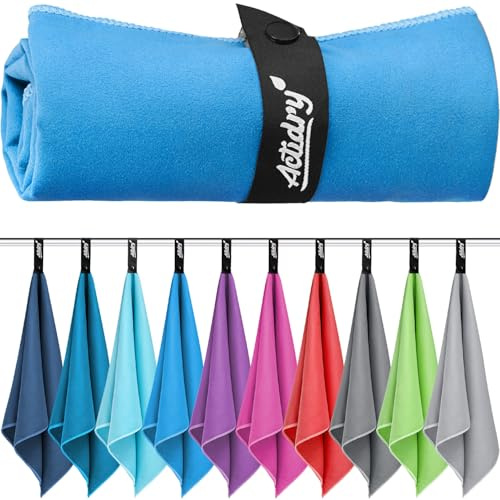Mikrofiberhandduk - XL/L/M - 10 färger - lätt, snabbtorkande, mycket absorberande - strand, bad, bastu, badhanddukar, extra stor - XL 100 x 200 cm - blå