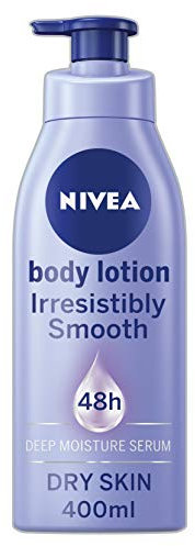 NIVEA Irresistibly Smooth Body Lotion (400ml), 72H Hydration NIVEA Moisturiser for Soft and Smooth Skin Made with Pure Hyaluron and Shea Butter, Intensive Moisturising Body Moisturiser