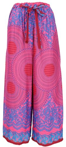GURU SHOP Palazzohose, Schlaghose, Boho Sommerhose, Hippie Goa Hose - Pink/Flieder, Damen