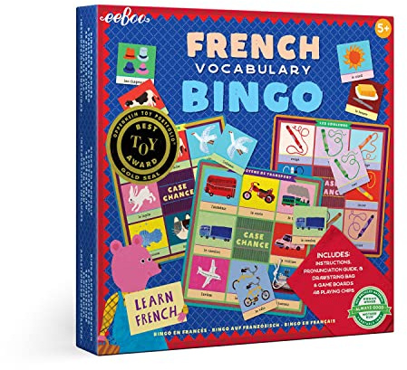 eeBoo: French Vocabulary Bingo for Kids Ages 5+, A Fun Kids Learning Game That Cultivates Conversation & Practicing a New Language