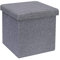 Bonlife Grey Small Ottoman Storage Box with Lid,Foot Rest Stool with Storage,Linen Toy Chest Box,Folding Footstool Cube Seat for Living Room 11.8